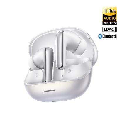 MeloBuds N65 – weiße Hi-Res Wireless-Kopfhörer mit LDAC & Bluetooth.