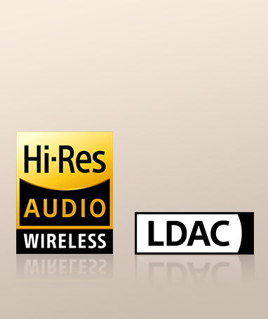 Hi-Res Audio Wireless und LDAC Logos für hochwertige drahtlose Audioübertragung.