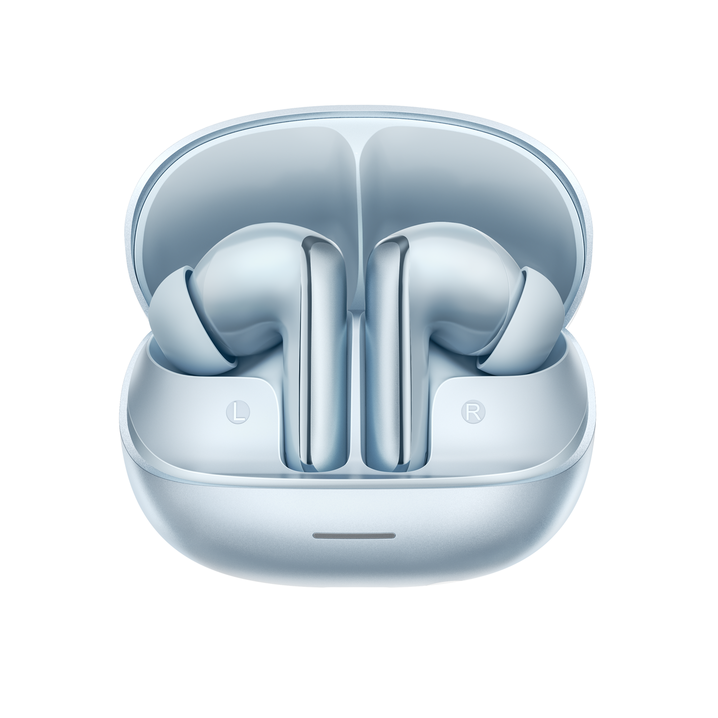 MeloBuds N65 – elegante In-Ear-Kopfhörer in hellblau mit Ladebox.