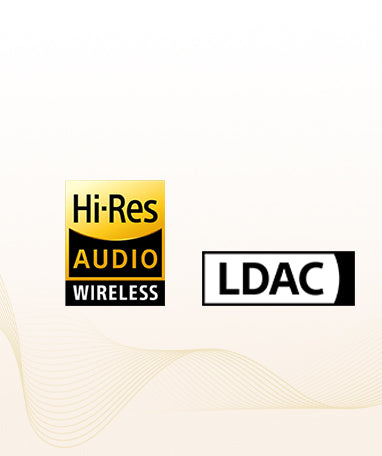 Hi-Res Audio Wireless und LDAC Logo für hochwertige drahtlose Audioübertragung.