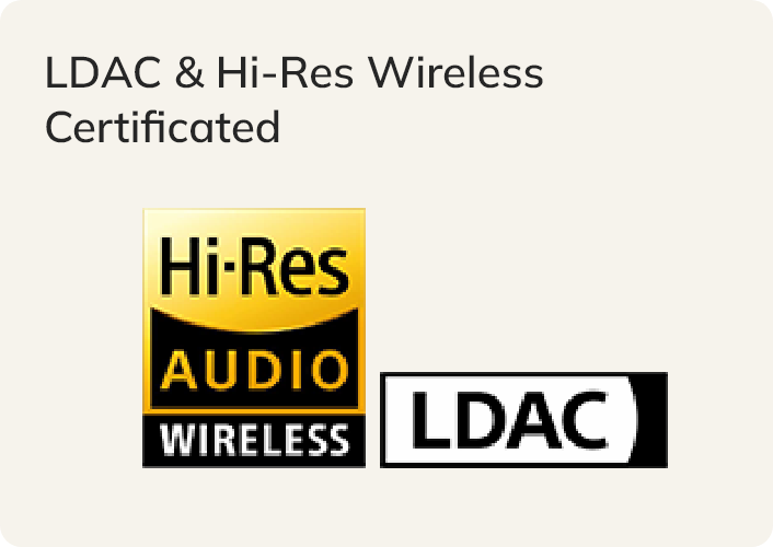 LDAC und Hi-Res Wireless zertifiziertes Logo für hochauflösenden kabellosen Audio-Genuss.