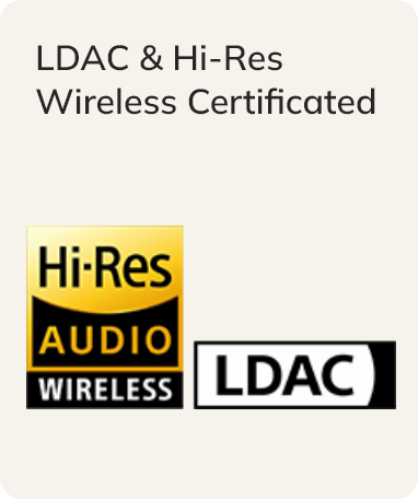 LDAC und Hi-Res Wireless zertifiziertes Logo für hochauflösenden kabellosen Audio-Genuss.