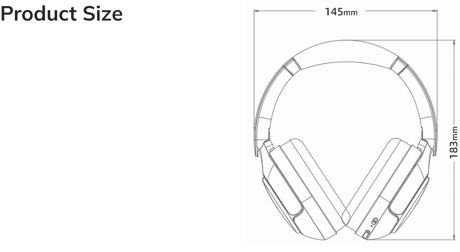 Over-Ear-Kopfhörer mit Klappdesign, 145x183mm – ideal für Musik und Gaming.