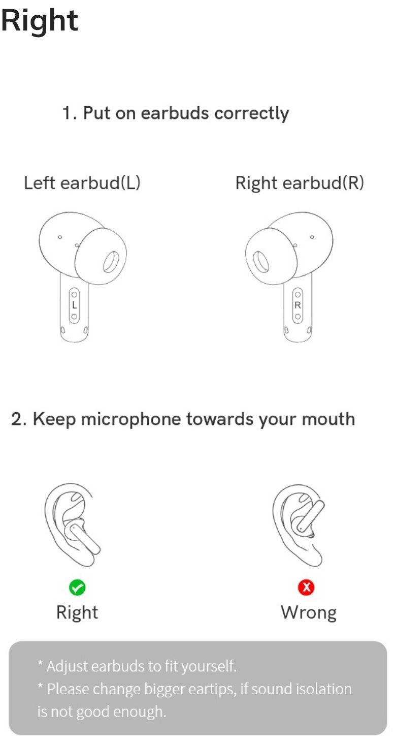 Anleitung zum korrekten Tragen von In-Ear-Kopfhörern: richtige Positionierung und Ausrichtung des Mikrofons für optimale Nutz
