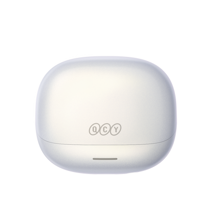 QCY MeloBuds N65 – elegante, weiße Bluetooth-Ohrhörer mit Ladecase und modernem Design.