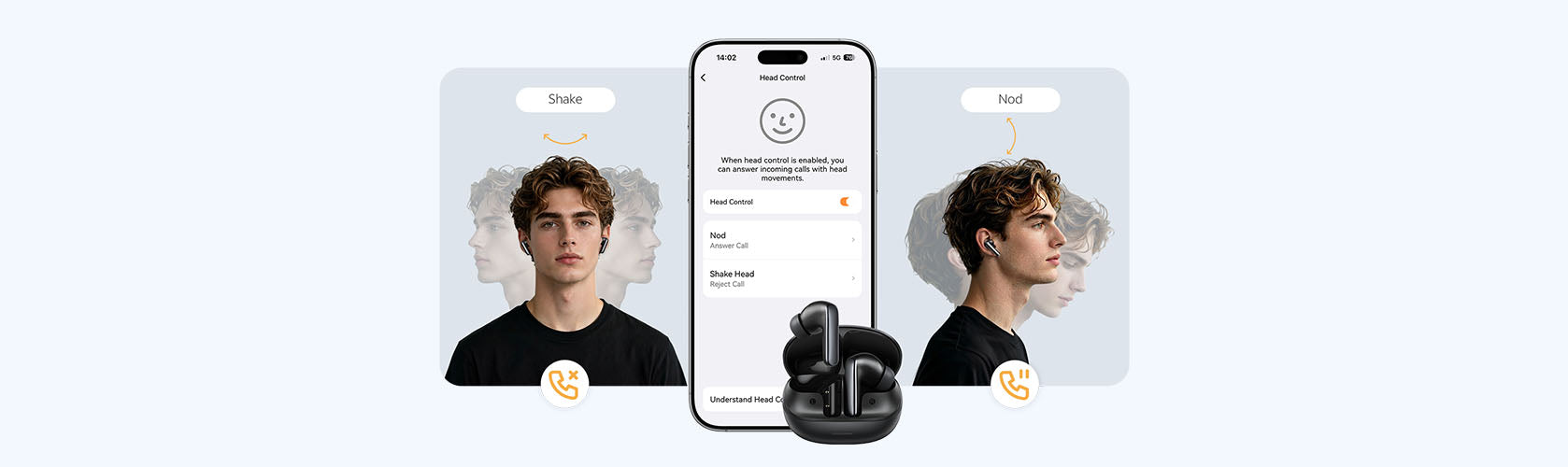 AirPods Pro mit Head Control: Kopfnicken zum Annehmen, Kopfschütteln zum Ablehnen von Anrufen.