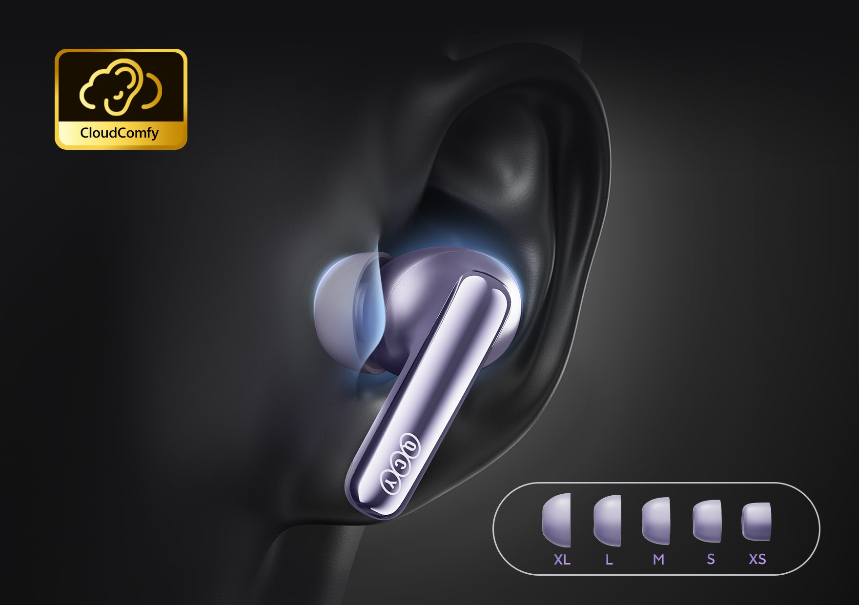 ACGY True Wireless Earbuds mit CloudComfy Komfort und 5 Ohreinsätzen.
