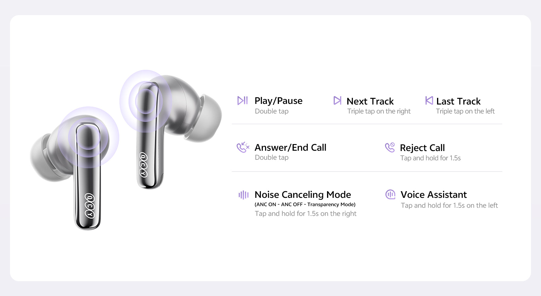 QCY T13 True Wireless Kopfhörer: Musiksteuerung, ANC, Sprachassistent.