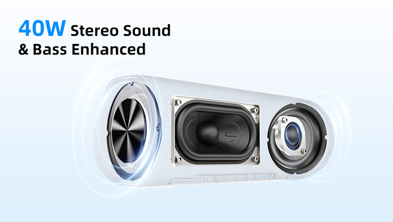 40W Stereo-Lautsprecher mit verstärktem Bass – weißes Design