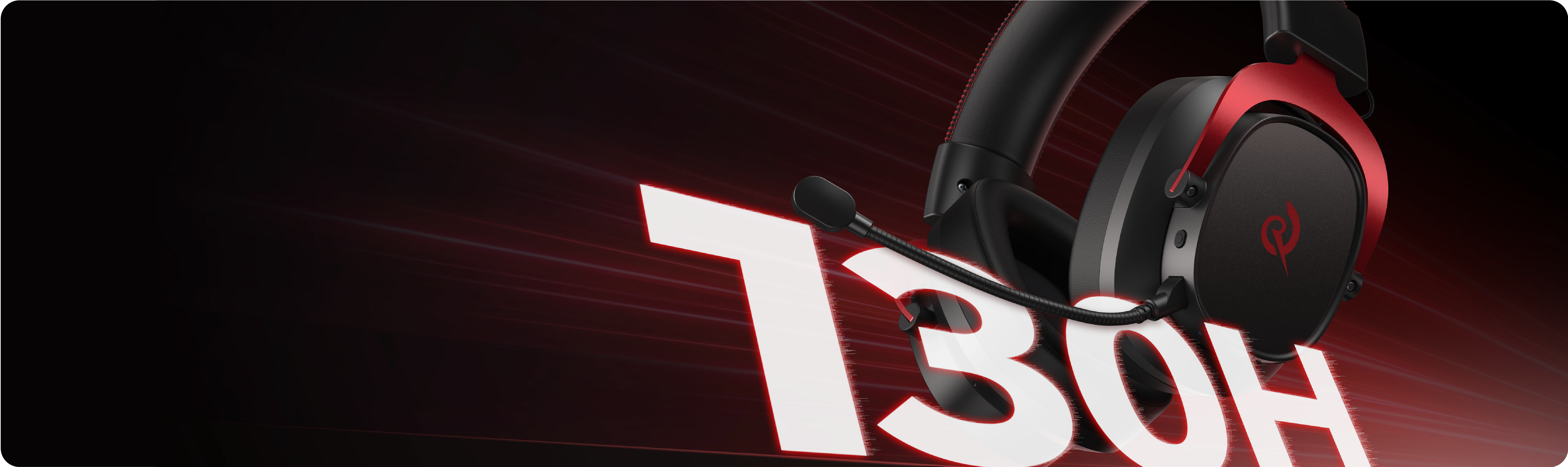 T30H Gaming-Headset mit Mikrofon, schwarz-rot, modernes Design für optimale Soundqualität und Komfort beim Spielen.