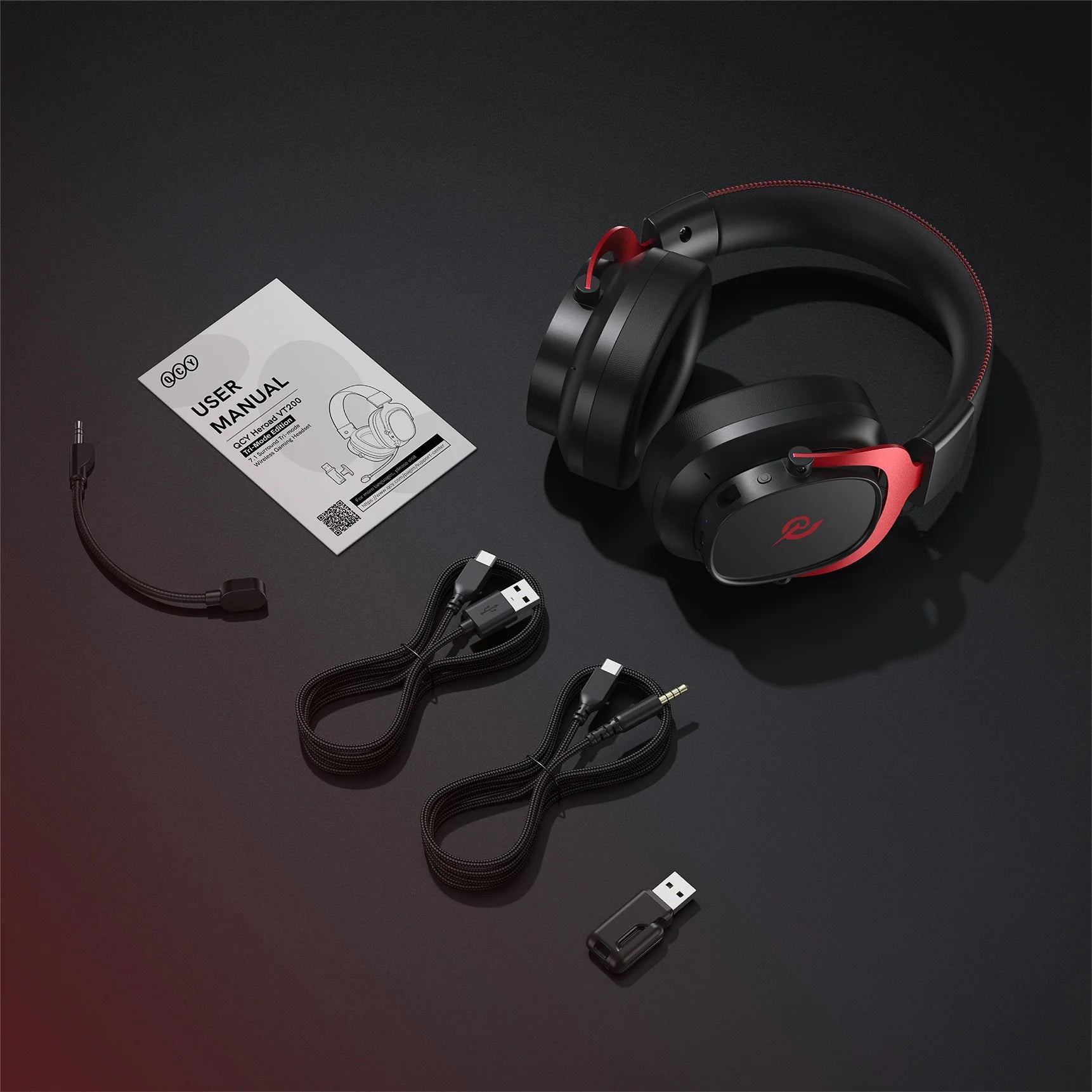 QCY H300 Gaming-Kopfhörer mit Mikrofon, USB-C und 3.5mm Anschluss.