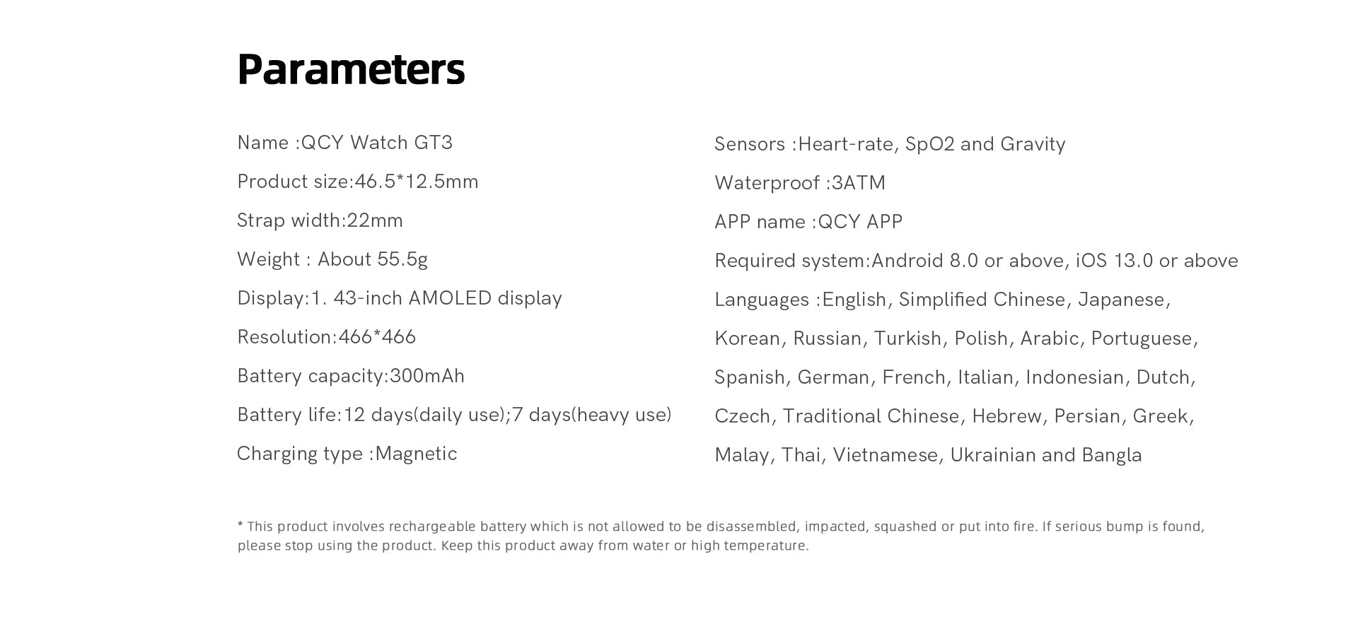 QCY Watch GT3 Smartwatch: 1,43" AMOLED, 12 Tage Akku, wasserdicht, Herzfrequenz- & SpO2-Sensor.