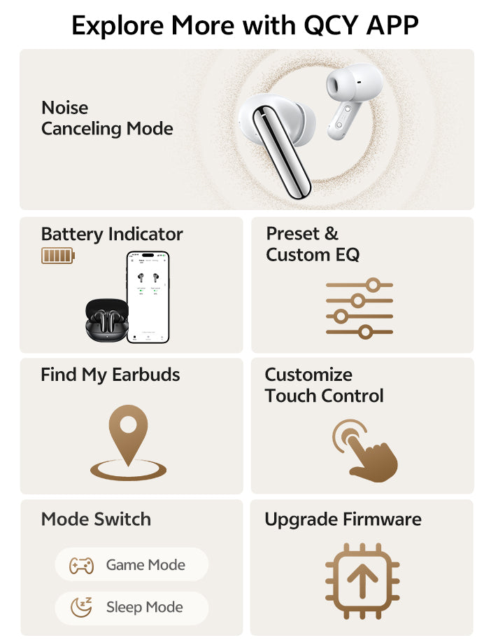 QCY Ohrhörer mit Noise-Canceling, App-Steuerung & mehr Funktionen.